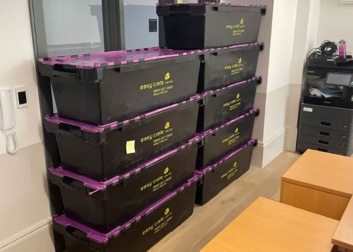 Packing boxes for office moves.
